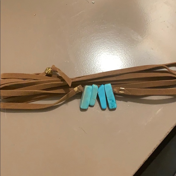 LAST! turquoise style vegan suede wrap choker - Picture 4 of 4